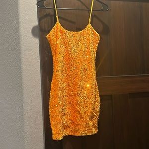 Orange sequin dress